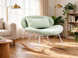 25.59"W x 33.66"D x 29.53"H Indoor Teddy Fabric Rocking Chair, Soft Fluffy Lounge Rocker with White 02558907