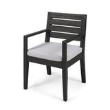 ZUN Outdoor Dining Chair Set of 2, Dark Grey With Light Grey Cushion 63949.00SDGRY