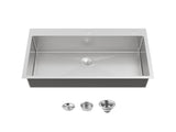 Stainless Steel Kitchen Sink, 33x22 Single Bowl, Overmount Handmade Sink in Dark Gray, with US 80141518