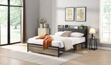 Queen Size Metal Platform Bed Frame with upholstery storage function Headboard and USB LINER and W311133402