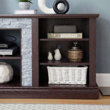 Large Faux Stacked Stone TV Stnad, Desk Storage Rack, Media Console Table with Large Storage W1758P187681