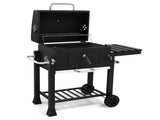 Charcoal Grill with Foldable Side Table and Wheels, Heavy-duty BBQ Grill for Outdoor Picnics Patio 52462179