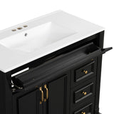 36" Bathroom Vanity with Sink, Black Vanity Cabinet with Flip-Out Drawer, 3 Drawers, 2 Soft-Close N725P283623B