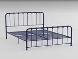 Metal Bed Blue Finish Twin Platform Bed 1pc, Bed in a Box B011P265592