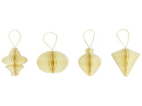 Foldable Paper Honeycomb Christmas Finial Ornaments - 4" - Cream - Set of 4 29774108