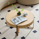 ZUN Modern Handcraft Drum Coffee Table 31.5 inch Round Coffee Table for Living Room,Small Coffee Table W2582P167668