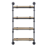 ZUN Oak and Sandy Black Rectangle 4-tier Wall Shelf B062P184602