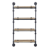 ZUN Oak and Sandy Black Rectangle 4-tier Wall Shelf B062P184602