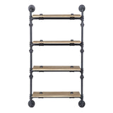 Oak and Sandy Black Rectangle 4-tier Wall Shelf B062P184602