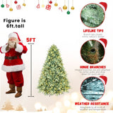 Artificial 5ft Blue green Tint Christmas Tree with 1194 PE/PVC Mixed Branch Tips, 300L warm white 30743739