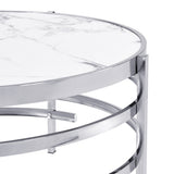 ZUN 32.48'' Chrome Round Coffee Table With Sintered Stone Top&Sturdy Metal Frame, Modern Coffee Table W821115001