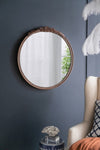 ZUN 30"x30" Round Hand Carved Rose Antique Mirror Frame, Mirror for Live space, Bathroom, Entryway W2078126750