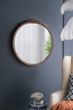 ZUN 30"x30" Round Hand Carved Rose Antique Mirror Frame, Mirror for Live space, Bathroom, Entryway W2078126750