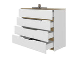 Drawer Dresser 35"H, Four Drawers, Superior Top, White / Light Oak B097132891