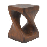 MGO Twist Shape Side Table, Wood-like texture, 	antique brown Color N770P212233A