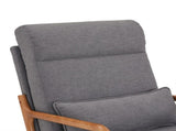 High Back Solid Wood Armrest Backrest Iron Frame Linen Indoor Leisure Chair Dark Grey 26834411
