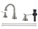 2-Handle 8 inch Widespread Bathroom Sink Faucet Brushed Nickel Lavatory Faucet 3 Hole 360&deg Swivel 01184644