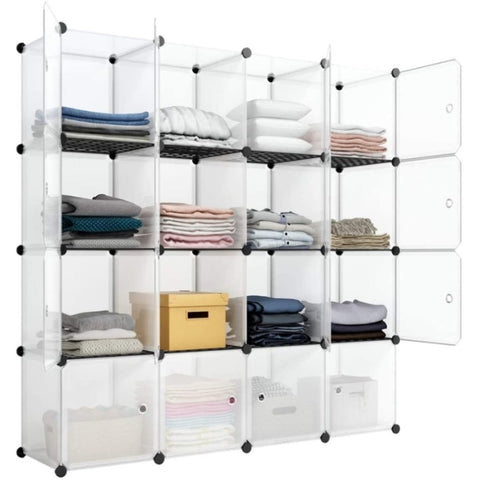 ZUN 16-Cube Storage Shelf Cube Shelving Bookcase Bookshelf Organizing Closet Toy Organizer Cabinet White 35996258