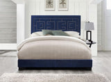 Dark Blue Eastern King Panel Bed with Nailhead Trim B062P208992