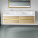 72" Wall-Mounted Bathroom Vanity with Sink, Floating Bathroom Storage Cabinet with Stone Resin W1573P211189