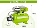 1.6HP Shallow Well Pump With Pressure Tank, 115v Stainless Steel Garden Irrigation Pump, Pressure W3131P569120