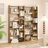 Natural 6-Tier Bookshelf Wooden Bookcase 40895702