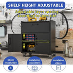 ZUN Sturdy and Durable Metal Tool Cabinet for Garage Wheels - Mobile Heavy-Duty Storage Cabinet T2398P223006