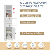 ZUN White Tall Bathroom Cabinet, Storage Cabinet with 3 Drawers and Adjustable Shelf, MDF Board with 72922139