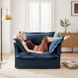 Slip-covered Armchair with 1 Big Back Cushion and 2 Big Toss Pillows, Single Deep Seat Comfy Single W3041P240124