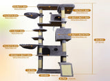 84.6 in Dark Gray Cat Tree Tower with Wide Base, 3 Large Hinding Condo, 11 Scratching Post, 95513486