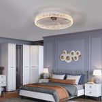 ZUN Modern Acrylic Ceiling Fan Light with Remote Control, Dimmable LED Chandelier, 6-Speed Adjustable, W1340P200008