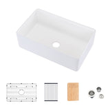 Fireclay 33" L X 20" W Workstation Farmhouse Kitchen Sink With Accessories W122567038