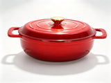 Cast iron 5QT cooking pot - Gradient red - Includes two silicone gloves - Enamel pot 72490556