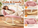 25.59"W x 33.66"D x 29.53"H Indoor Teddy Fabric Rocking Chair, Soft Fluffy Lounge Rocker with White 96668608