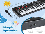 Black 37 Keys Kids Electronic Keyboard with Microphone, 8 Tones & 8 Rhythms Piano Toy for Ages 3 73169368