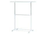 2-Shelf Garment Drying Clothes Rack - Adjustable Height, Locking Wheels, Metal, Silver/White 87312937