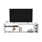 Suxta 63" Wide Tv Stand with Three Open Shelves and Three Bottle Cubbies, Cable Management, Bar Tv B070P254798