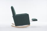 ZUN 044-Teddy Fabric Nursery Rocking Chair With Adjustable Footrest,Green 29498600