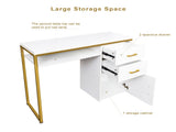 White particleboard and iron pipe, 97*35*78cm, 2 drawers and 1 door, computer desk, suitable for 09186500