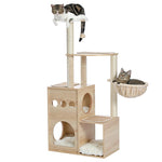 ZUN Modern Luxury Cat Tree Wooden Multi-Level Cat Tower Cat Sky Castle With 2 Cozy Condos, Cozy Perch, 30428958