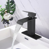 Waterfall Spout Bathroom Faucet,Single Handle Bathroom Vanity Sink Faucet TH1008MB