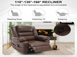 Breathable Leather Massage Recliner Chair Manual Living Room Reclining Sofa W1403P156677