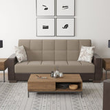 PrimeNest NimbusFlow Upholstered Convertible Sofabed with Storage, Beige/Brown-PU Chenille B030P286529