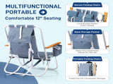 4-Position Adjustable Backpack Beach Chair, Foldable Rustproof Aluminum Frame Lounge Chair with 97614043