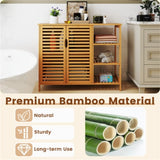 39.5"x14"x31.5" Bamboo Bathroom Cabinet - Enclosed Cabinet Open Shelves, Ample Storage 16427838