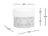 Nebula Round Burl Wood Upholstered Ottoman, Ivory White Boucle B2719P238446