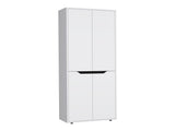 67"H Kitchen Storage Cabinet, with Four Doors and Five Interior Shelves,White/Black B097P167411