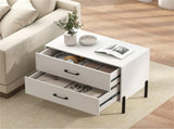 White 2-Drawer Nightstand with Anti-Tipping Kit & Metal Legs, Modern Minimalist Storage Nightstand 83414498