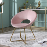 ZUN Slatina Pink Silky Velvet Upholstered Accent Chair with Gold Tone Finished Base T2574P164522