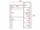White 6-Shelf Writing Desk with Built-in Bookcase B06280293